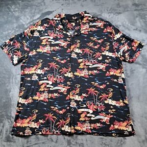 Pacsun Dia De Muertos Hawaiian  Aloha Black Short Sleeve Men XL Day Of The Dead